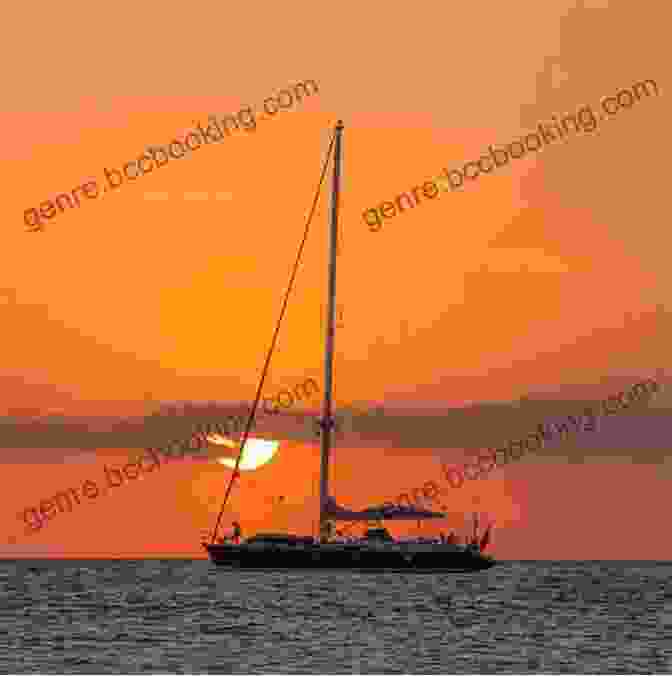 A Sailboat Sails Gracefully Through The Calm Waters Of The Caribbean At Sunset. Sailing The Caribbean Islands: A Daily Journal